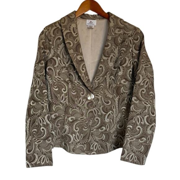 IC By‎ Connie K Collection Blazer Women Small Gold Textured Scroll Jacket Party - Picture 1 of 8